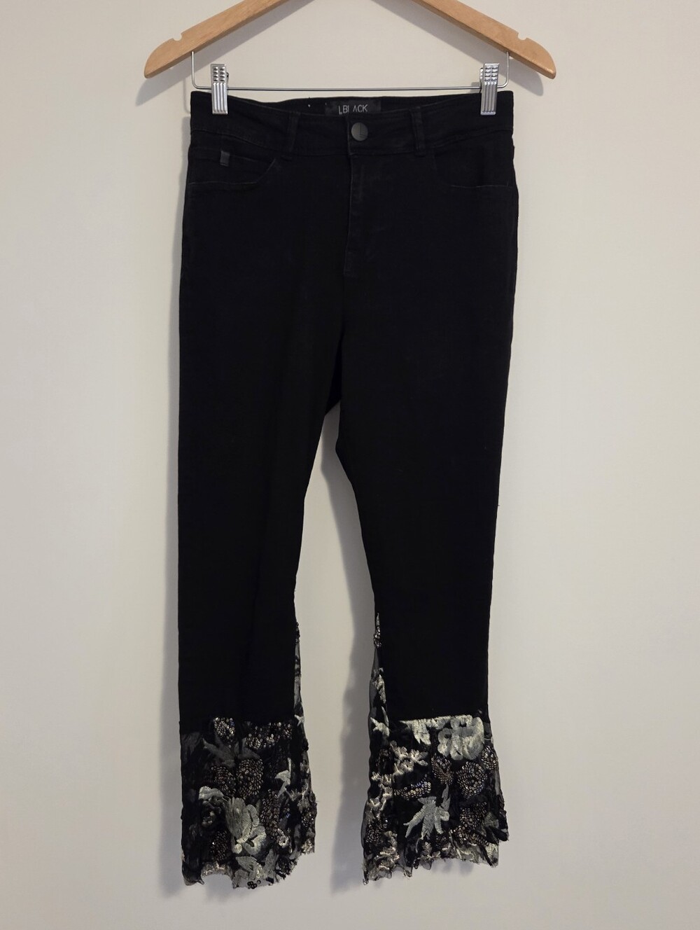 L Black Lena MBK High-Rise Flare Crop Jeans